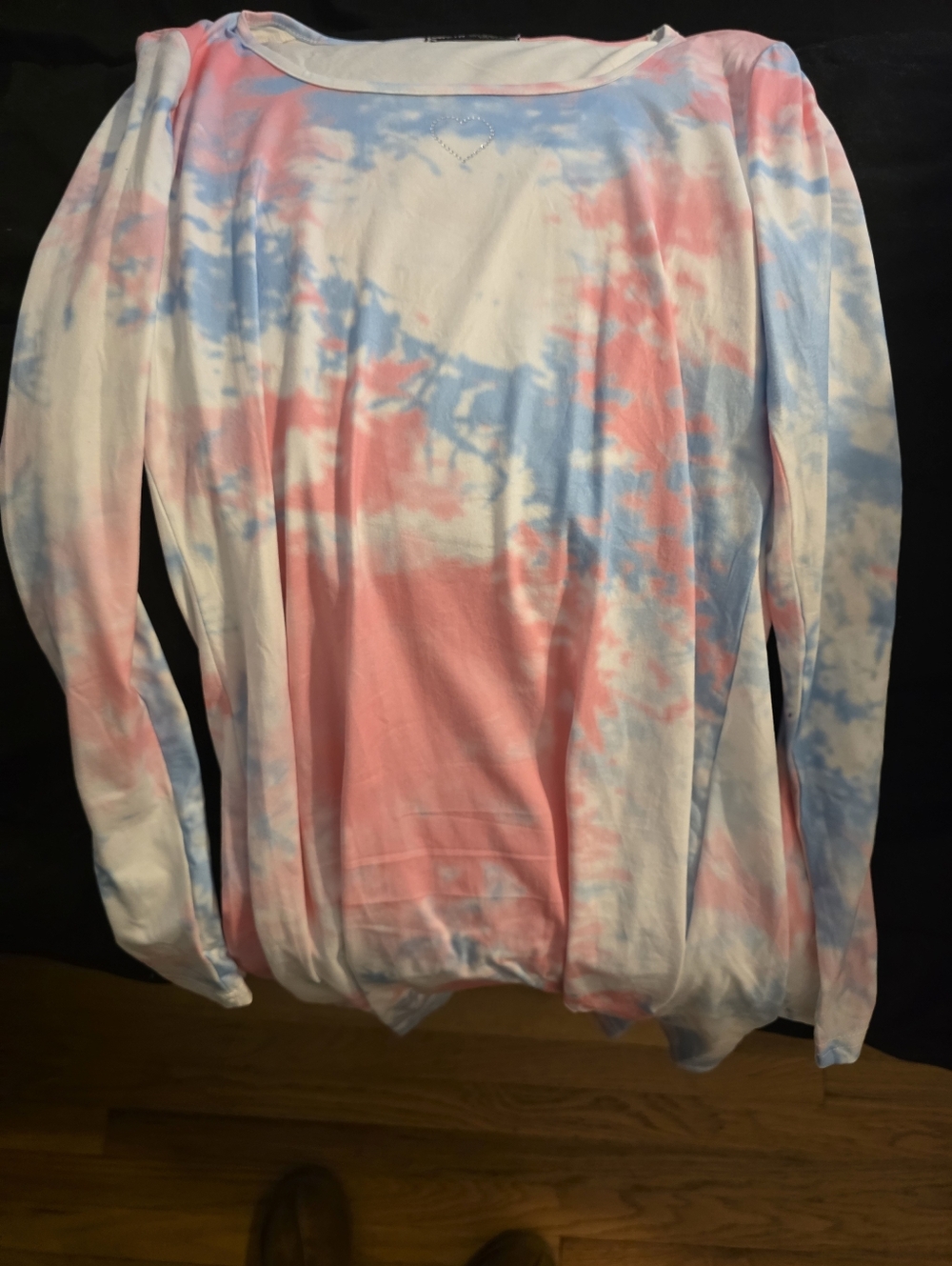 SHEIN Pastel Pink and Light Blue Trim Long Sleeve Dress